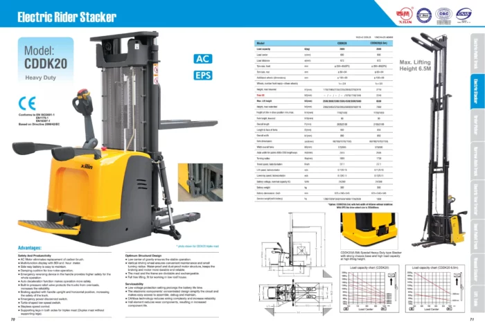 Electric Rider Pallet Stacker (EVV20-P) 2000 kg 2500-6500 mm - view 8