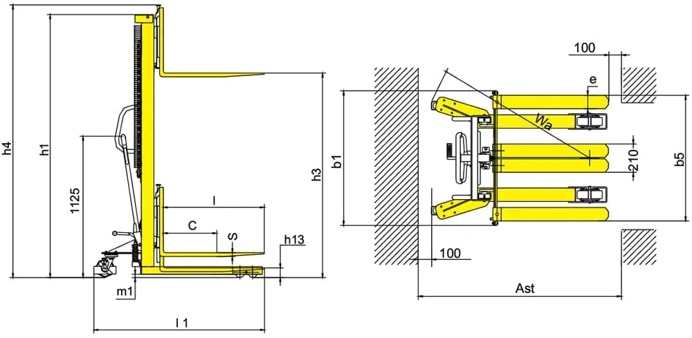 Manual Stacker with Adjustable Forged Forks (RVV2000-KPV/RVV2000T-KPV) 2000 kg 1500 mm 3